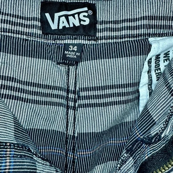 Mens Gray and Black Striped Vans Shorts - Picture 2 of 4